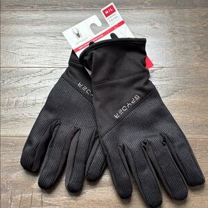 Spyder Tech Touch, breathable, fleece lined,pu leather palm,elastic wrist gloves